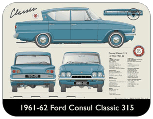 Ford Consul Classic 315 1961-62 Place Mat, Medium
